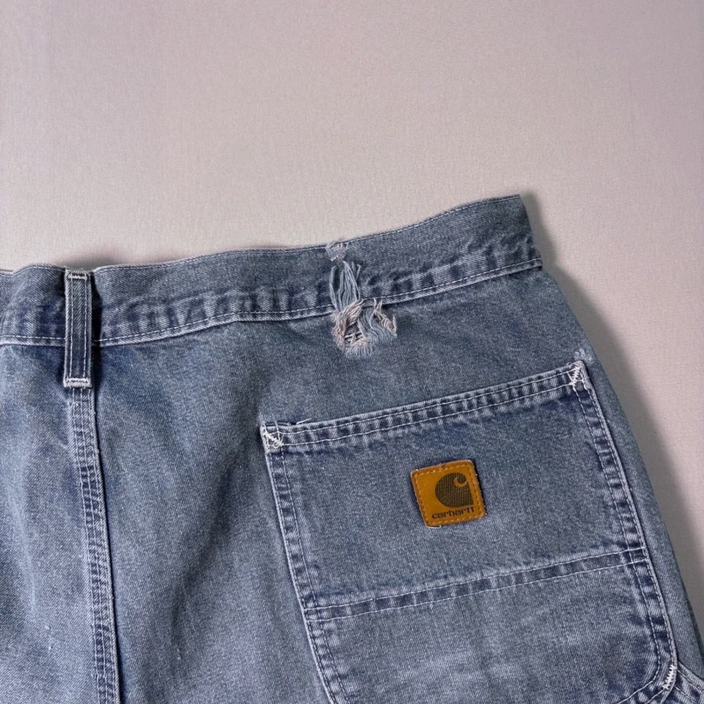 Carhartt Baggy Mens Blue Denim Fit Carpenter Jeans 40x32 Workwear Distressed